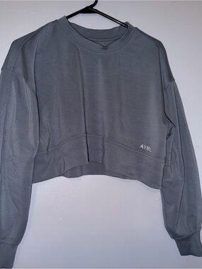 AYBL Slate Gray Cropped Crew Sweatshirt